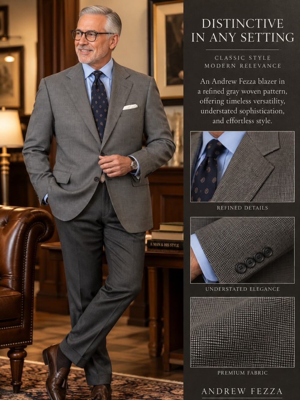 Hickey Freeman Collection Canterbury Gray Wool Silk Blazer 44L